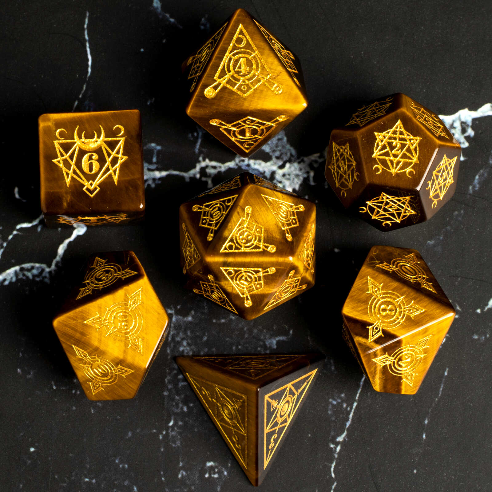 DragonStone D&D Magical Totem Tiger Eye Gemstone Dice