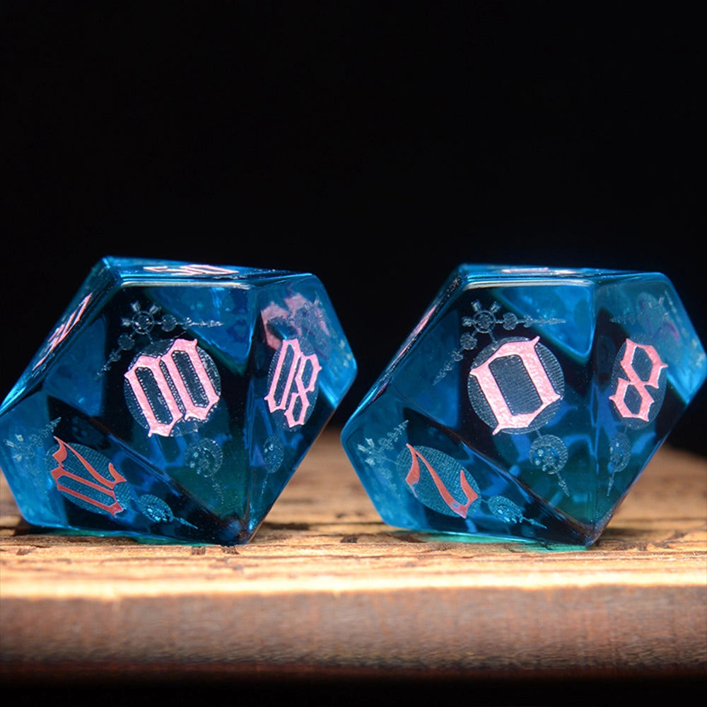 DragonStone D&D Moon Magic Sigil Blue Zircon Dice Set