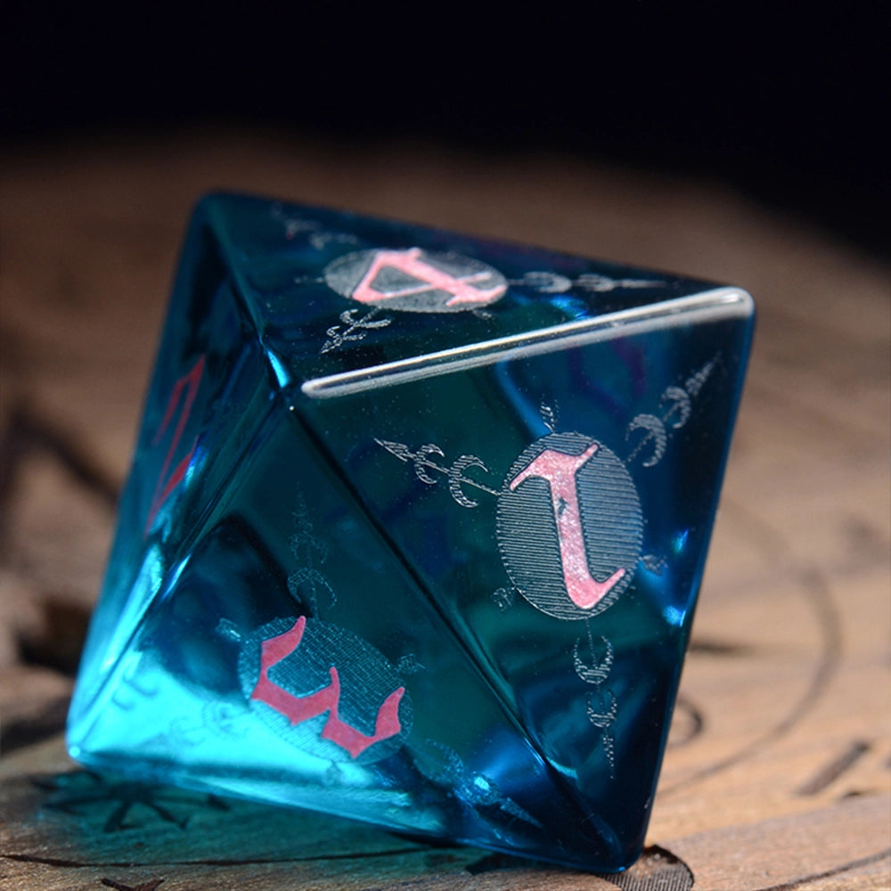 DragonStone D&D Moon Magic Sigil Blue Zircon Dice Set