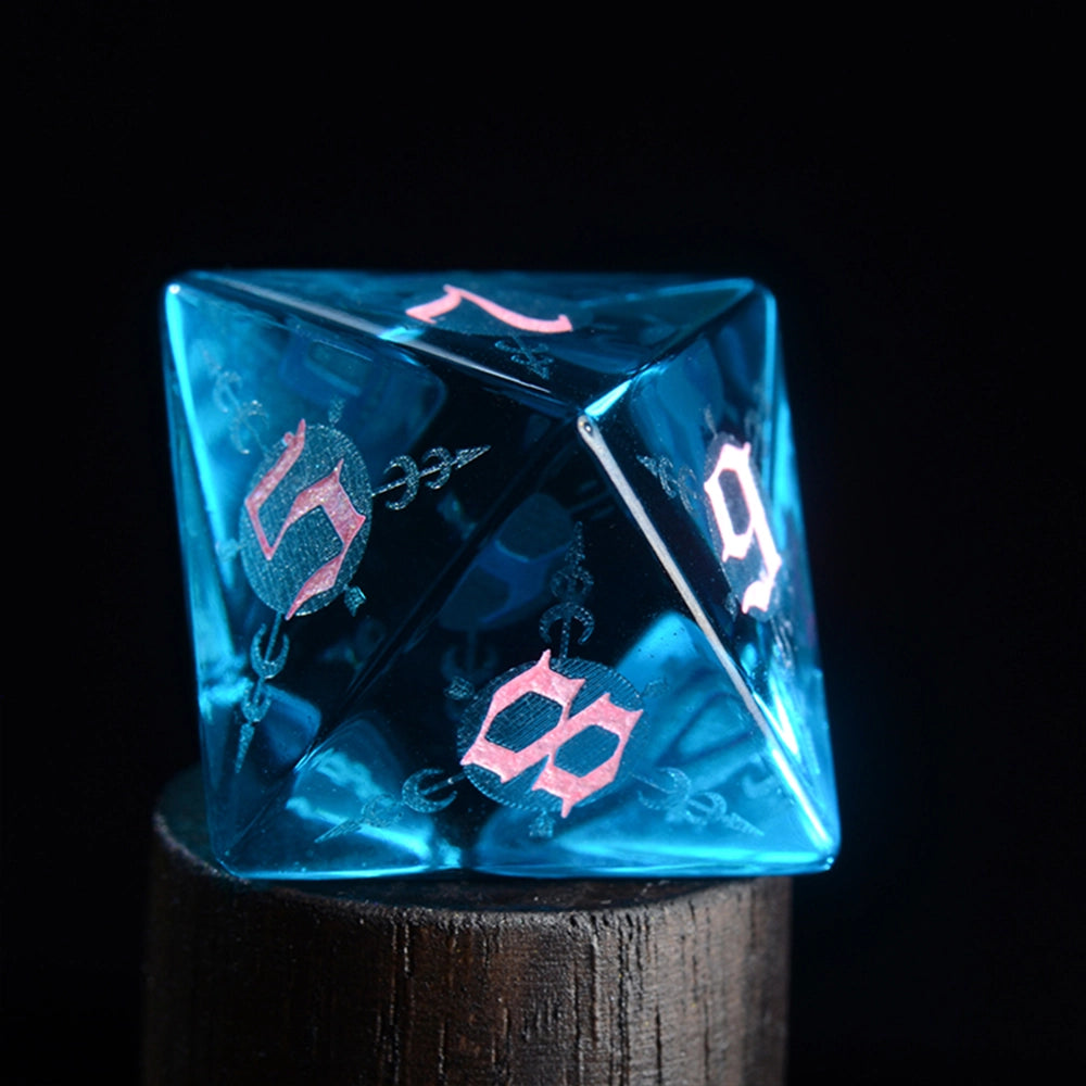 DragonStone D&D Moon Magic Sigil Blue Zircon Dice Set