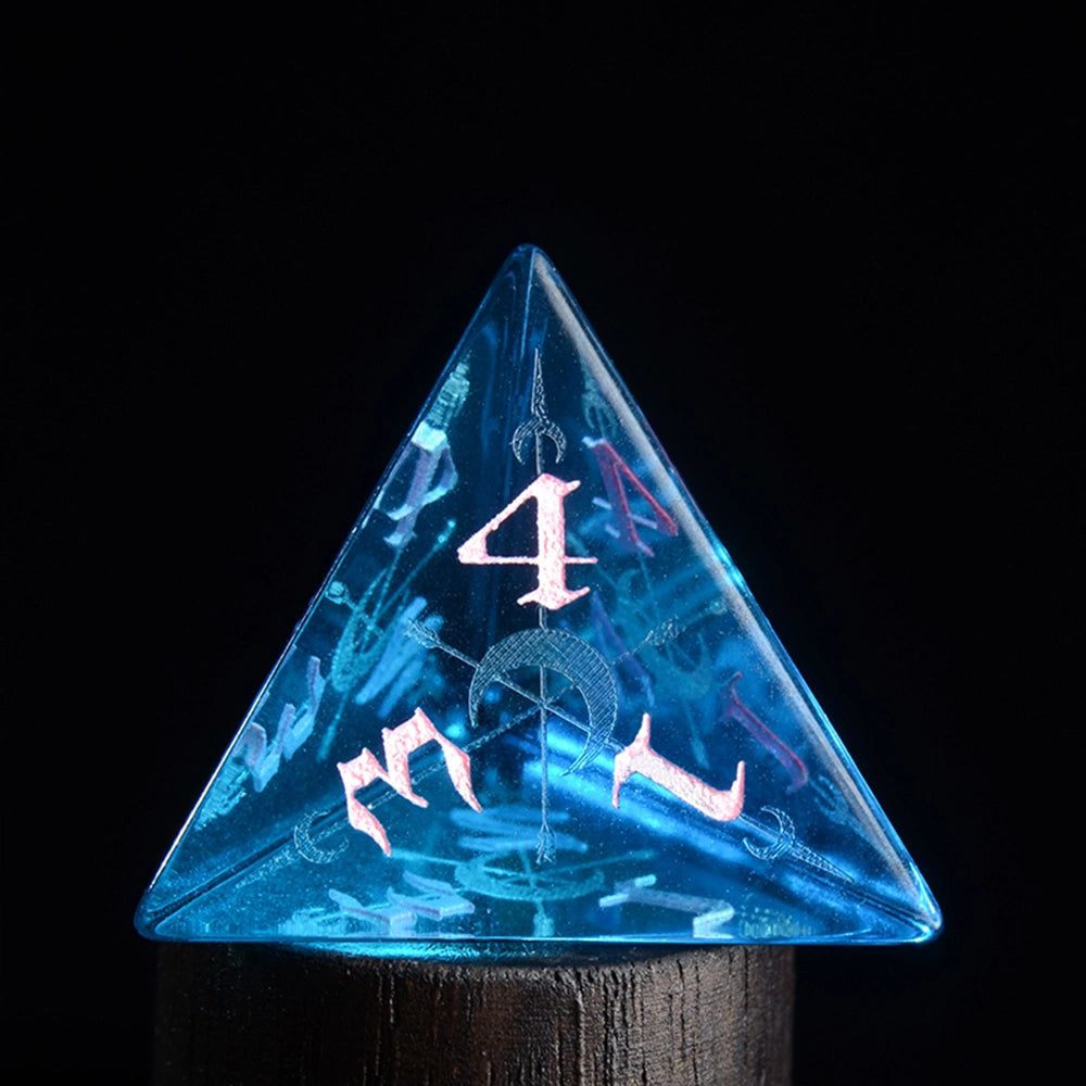 DragonStone D&D Moon Magic Sigil Blue Zircon Dice Set