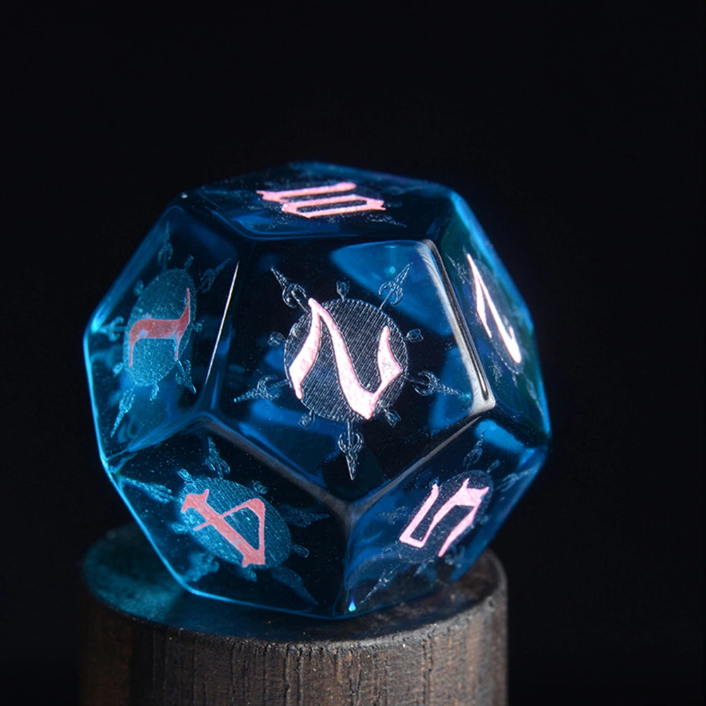 DragonStone D&D Moon Magic Sigil Blue Zircon Dice Set