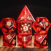 DragonStone D&D Moon Magic Sigil Garnet Dice Set