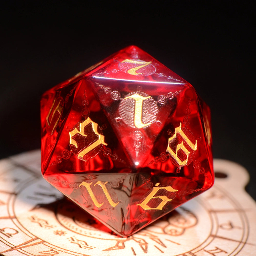 DragonStone D&D Moon Magic Sigil Garnet Dice Set