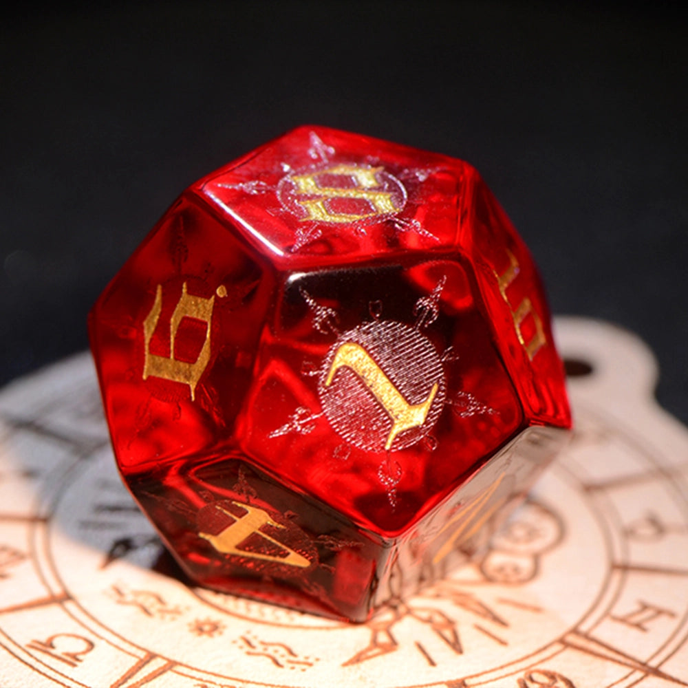 DragonStone D&D Moon Magic Sigil Garnet Dice Set