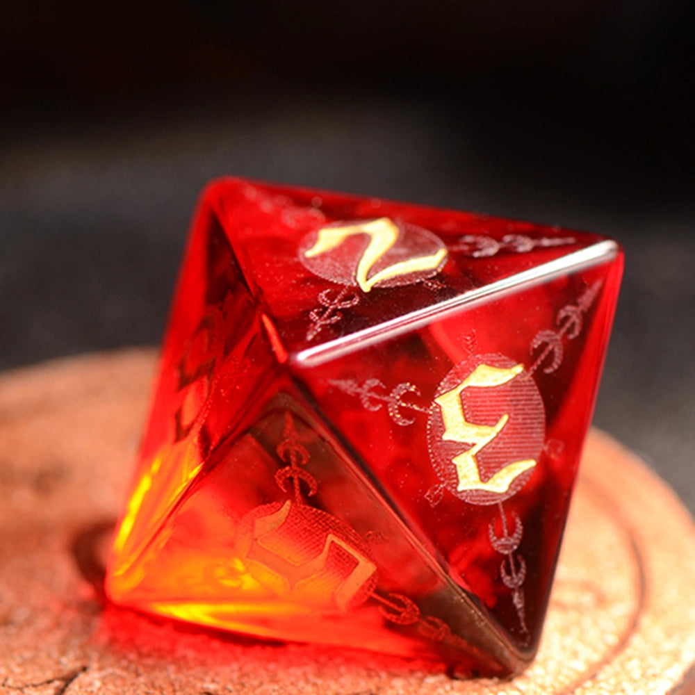 DragonStone D&D Moon Magic Sigil Garnet Dice Set