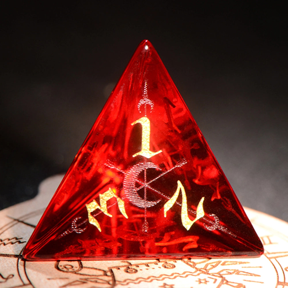 DragonStone D&D Moon Magic Sigil Garnet Dice Set