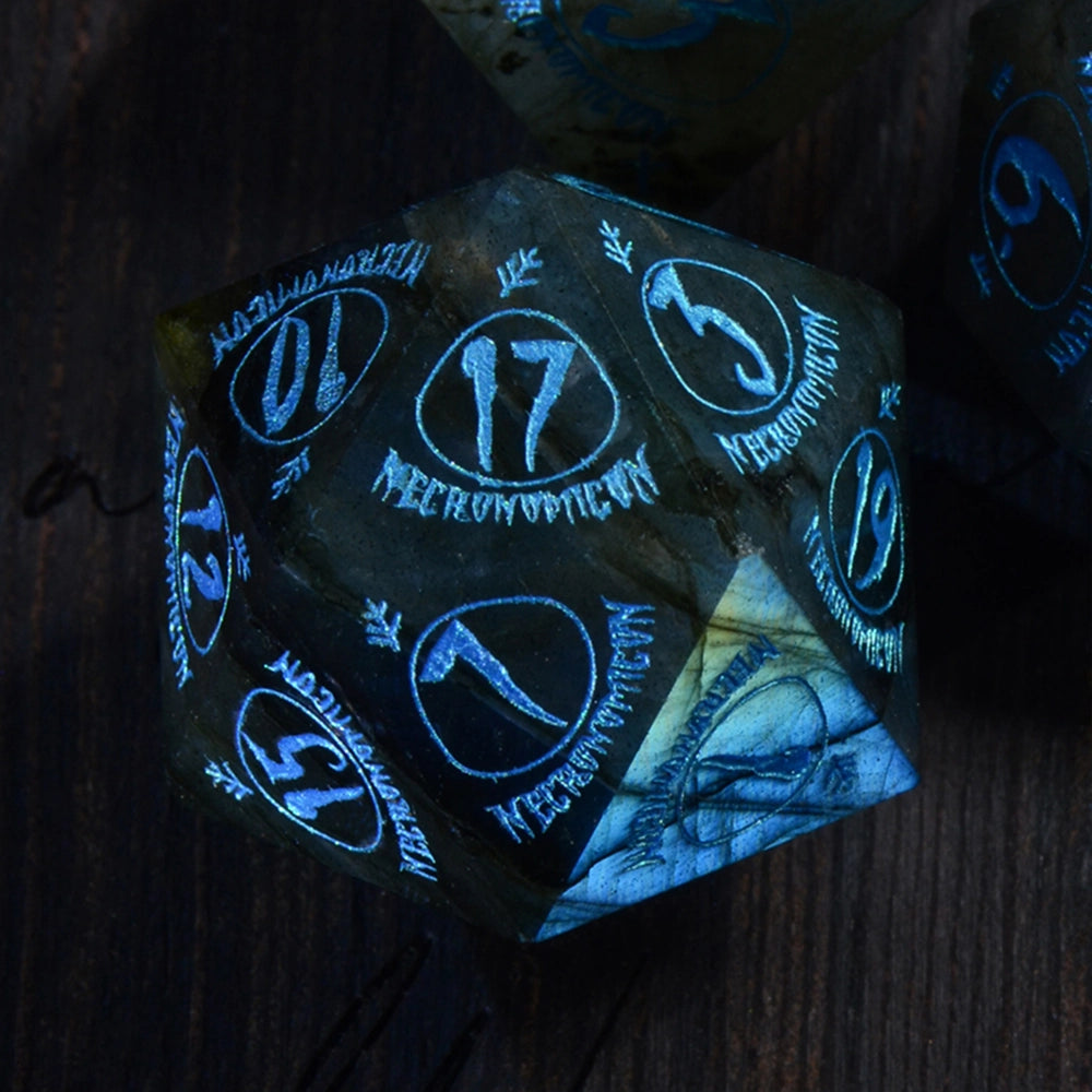 DragonStone D&D Necromancy Tome Labradorite Dice Set