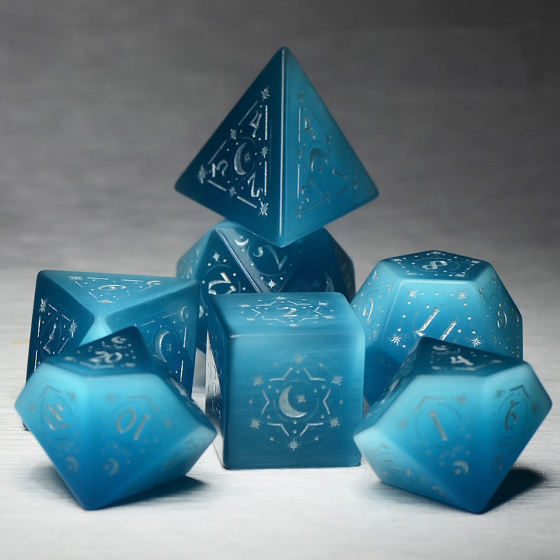 DragonStone D&D Pasqyra Ocean Color Cat's Eye Dice Set