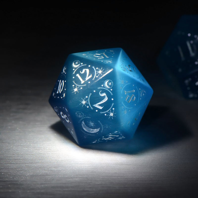 DragonStone D&D Pasqyra Ocean Color Cat's Eye Dice Set