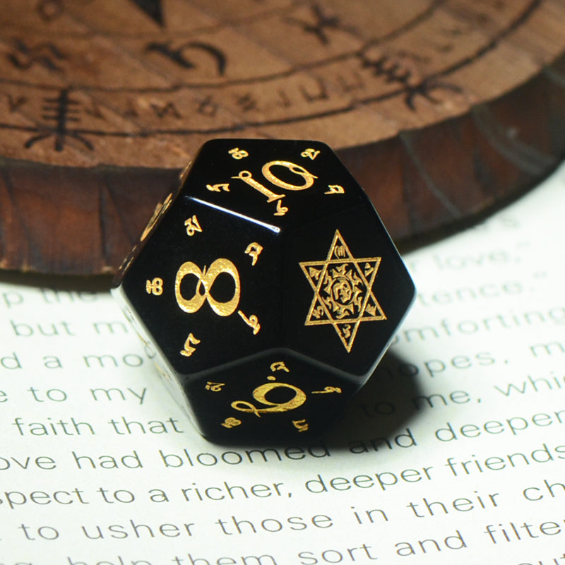 DragonStone D&D Sanskrit Magic Obsidian Dice Set