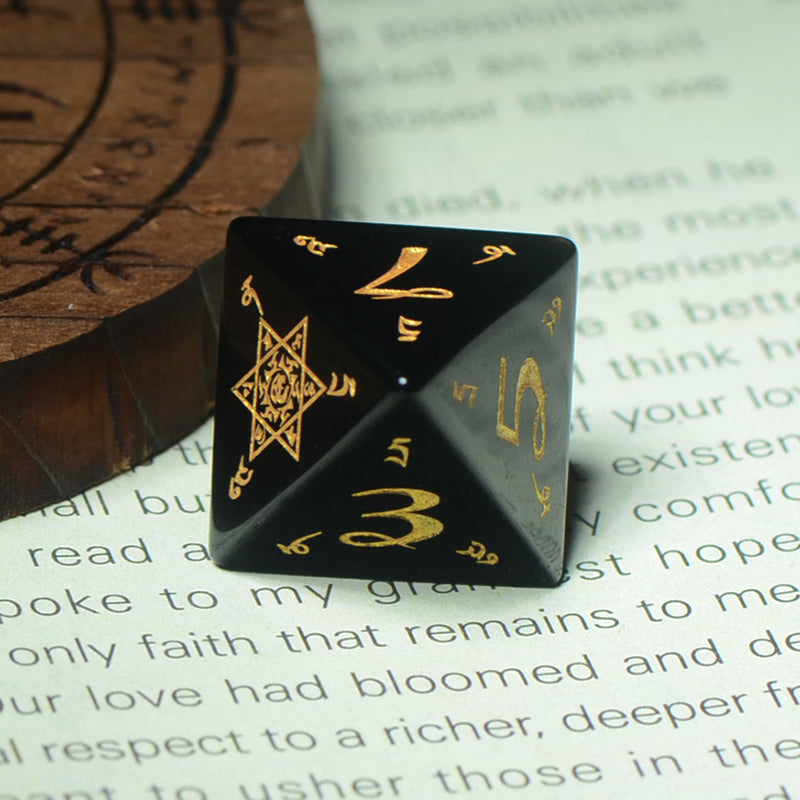 DragonStone D&D Sanskrit Magic Obsidian Dice Set