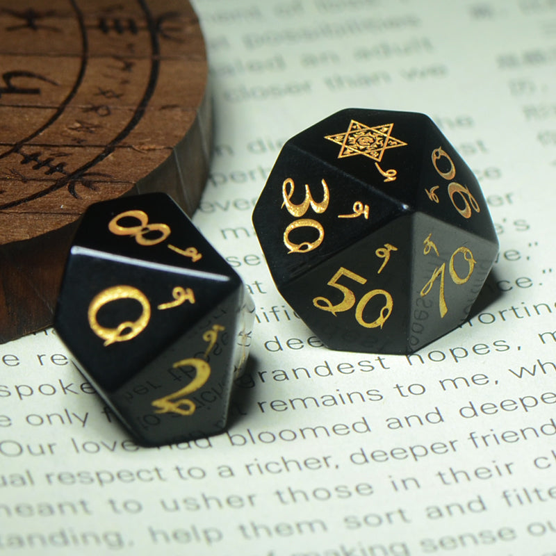 DragonStone D&D Sanskrit Magic Obsidian Dice Set