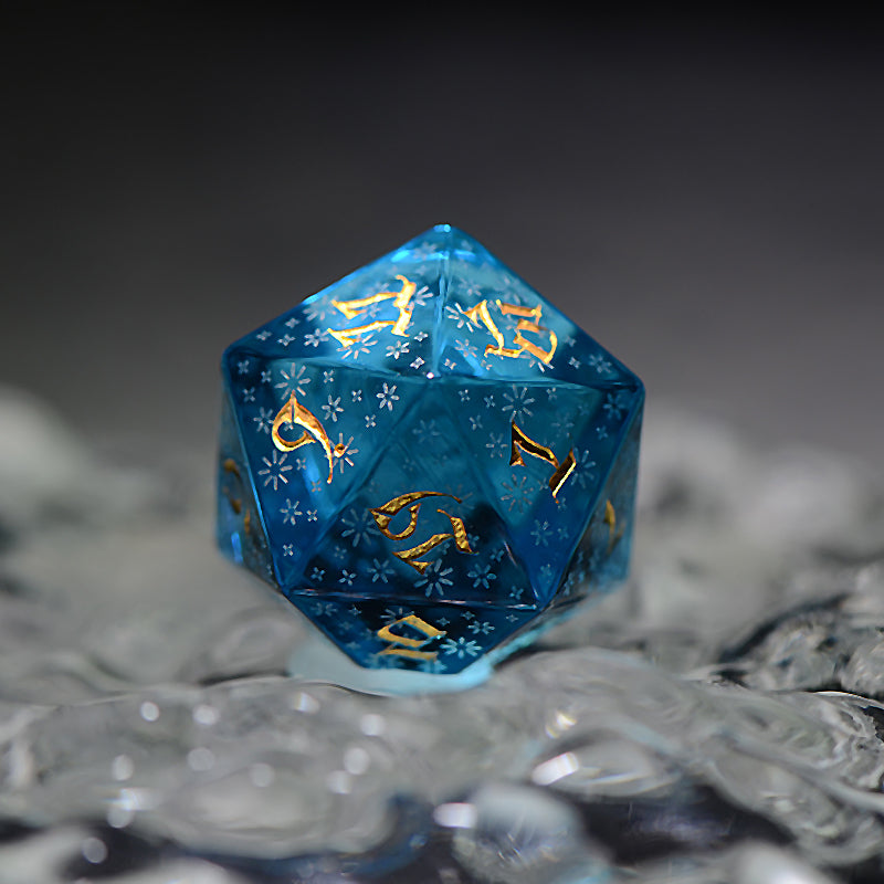 DragonStone D&D Starry Shimmering Ocean Blue Zircon Dice Set