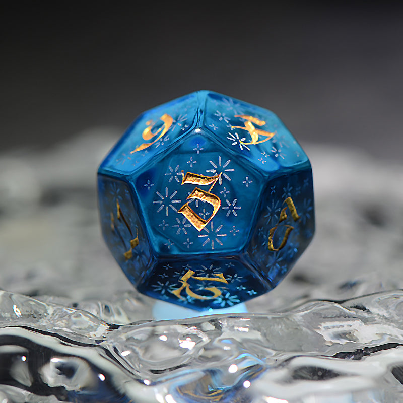 DragonStone D&D Starry Shimmering Ocean Blue Zircon Dice Set