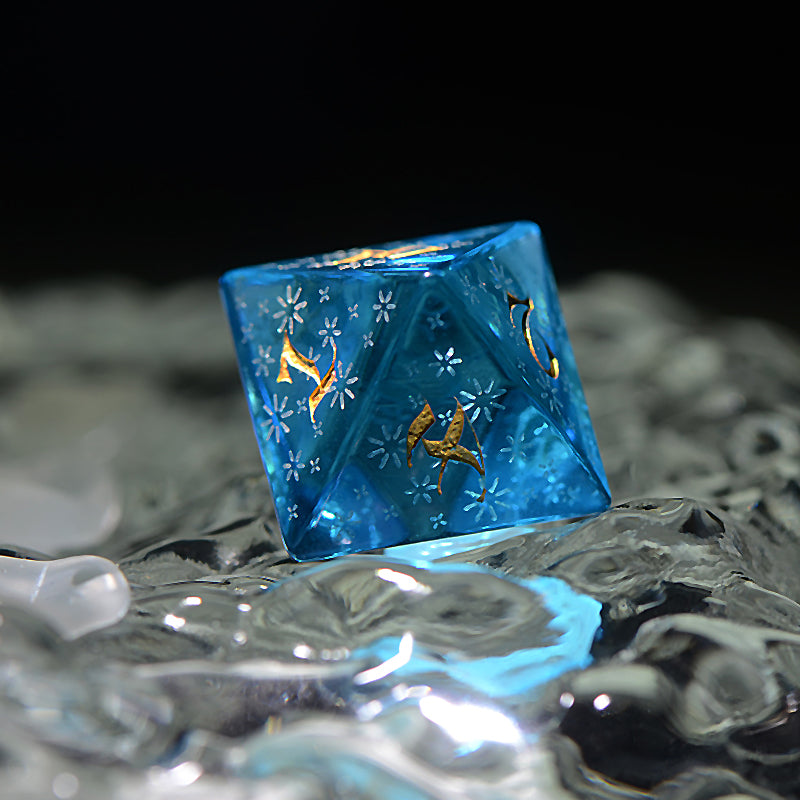 DragonStone D&D Starry Shimmering Ocean Blue Zircon Dice Set