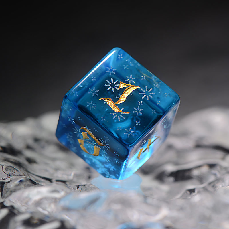 DragonStone D&D Starry Shimmering Ocean Blue Zircon Dice Set