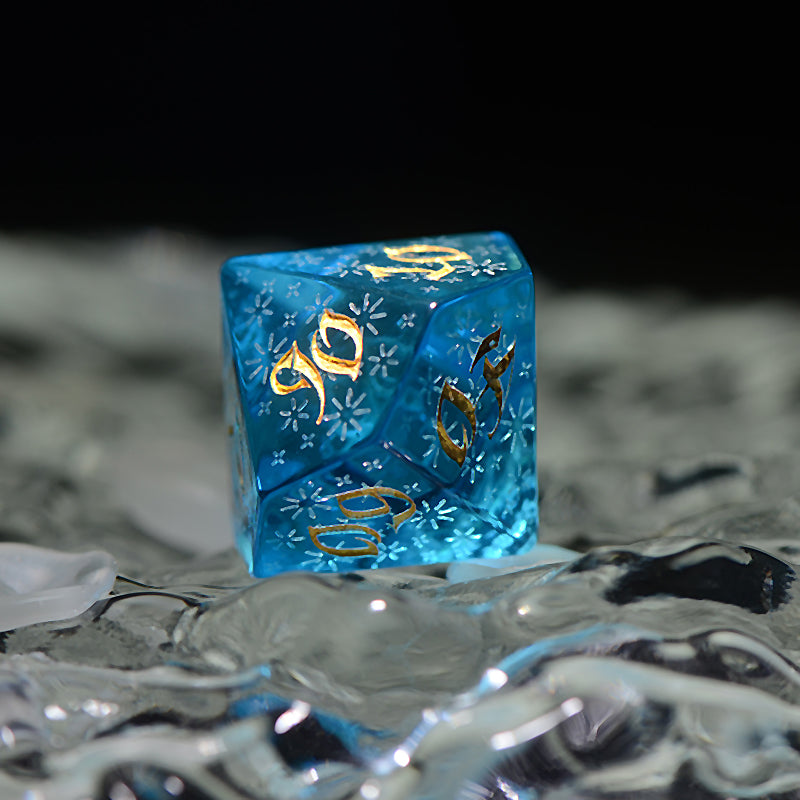 DragonStone D&D Starry Shimmering Ocean Blue Zircon Dice Set