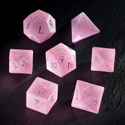 Kitty Pink Engraved Frosted Glass Dice Set
