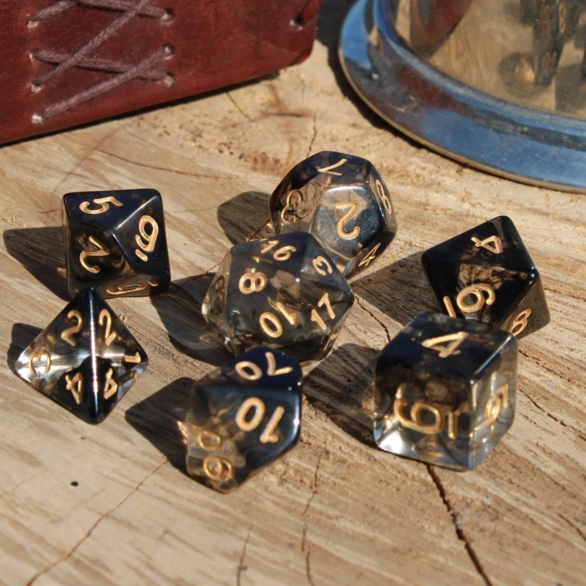 DragonStone D&D Black Clear Resin Dice Set