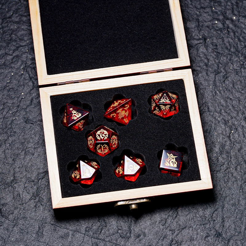 Vintage Wooden Dice Storage Box - DragonStone