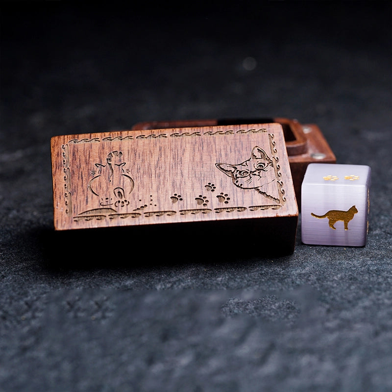 Vintage Wooden Dice Storage Box - DragonStone