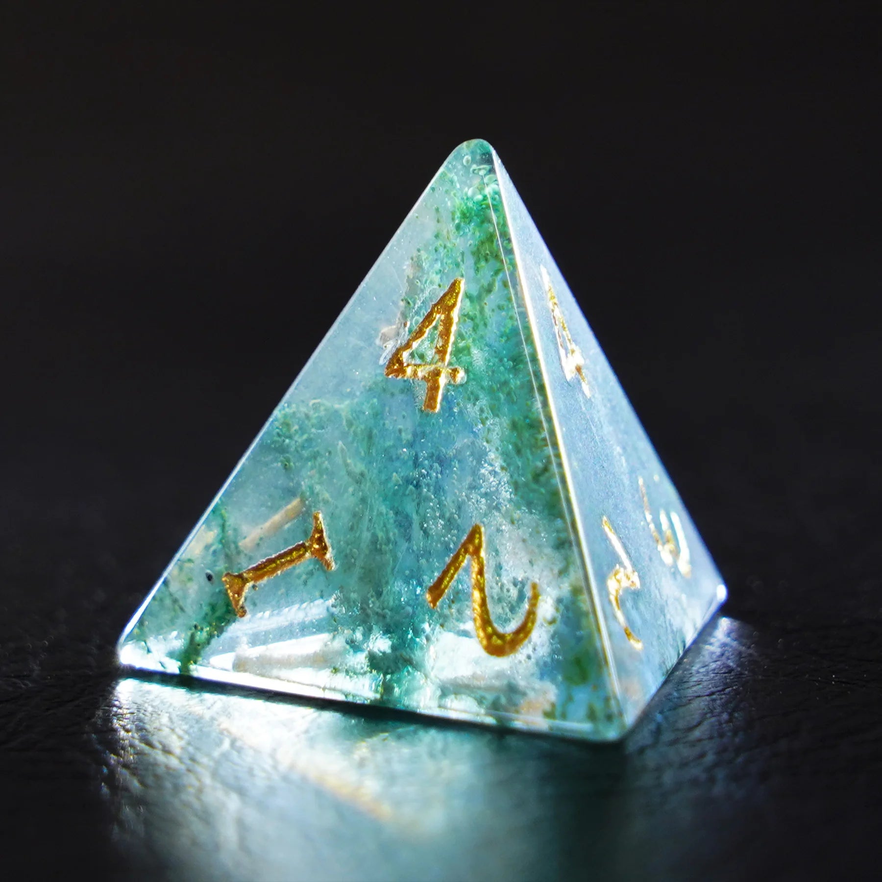 Bahia Seaweed Agate Dice Engraved Gemstone Dice Set