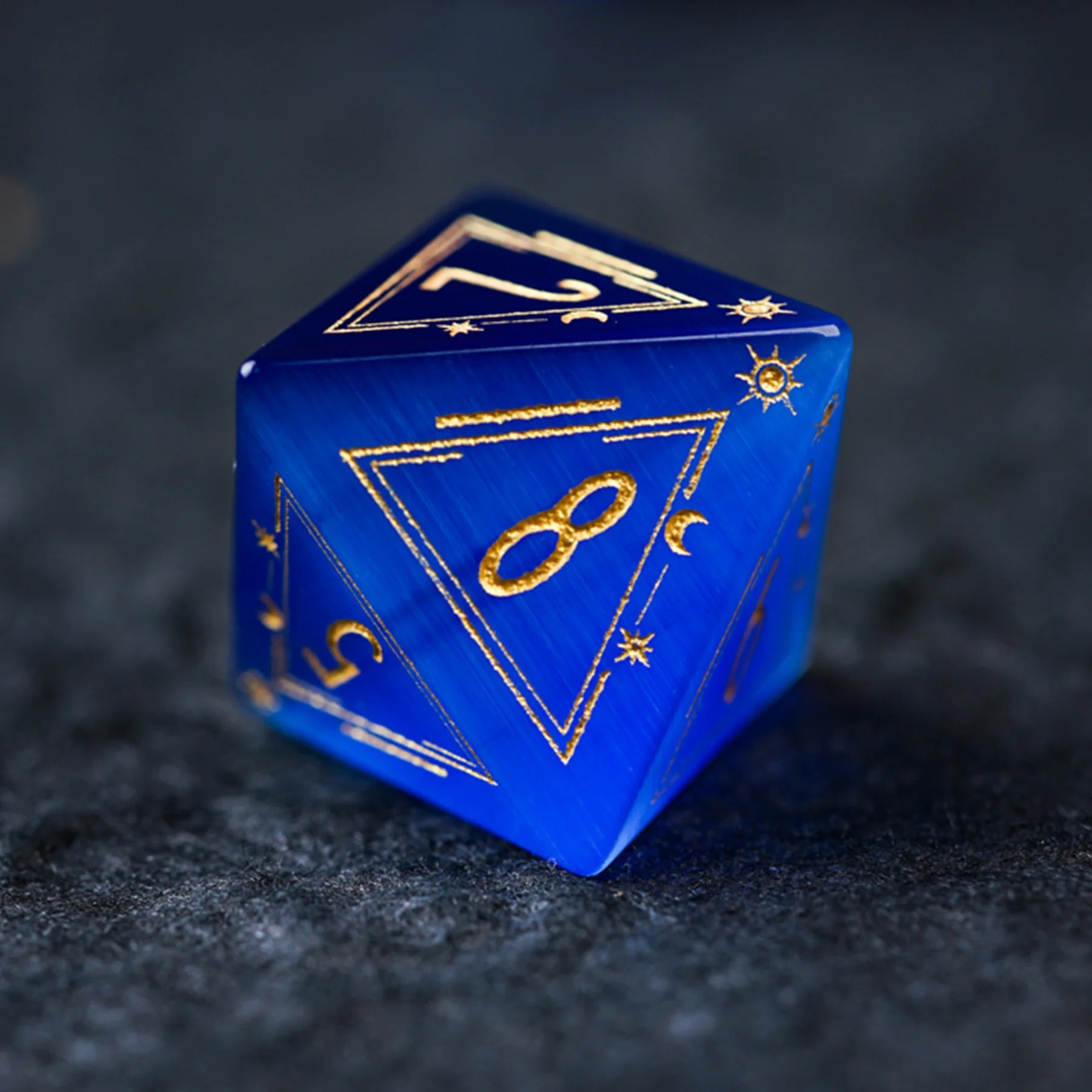 Celestial Palace · Oath of Wisdom · Royal Blue Cat’s Eye Dice Set