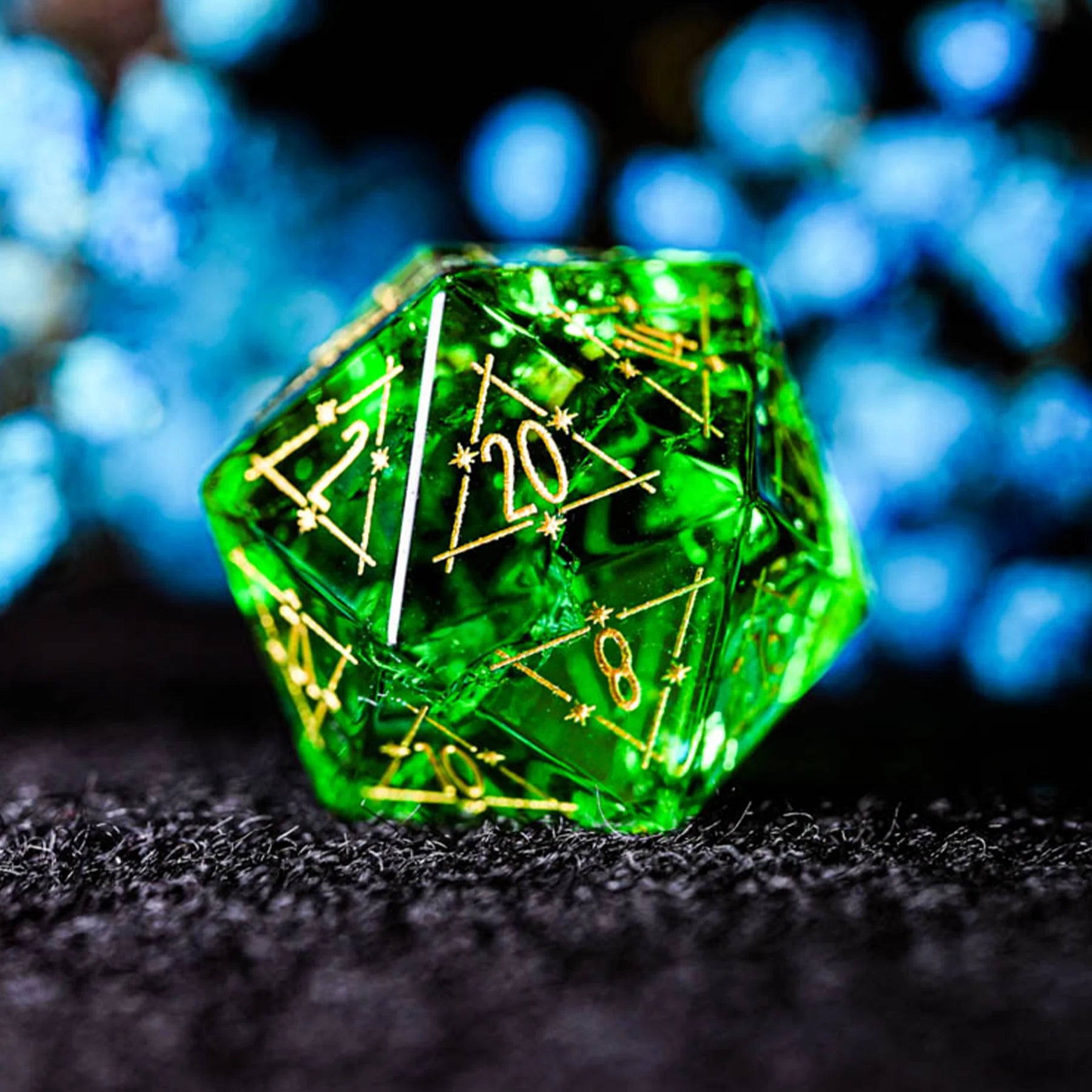 Celestial Palace · Pact of Renewal · Green Crackle Glass Dice Set