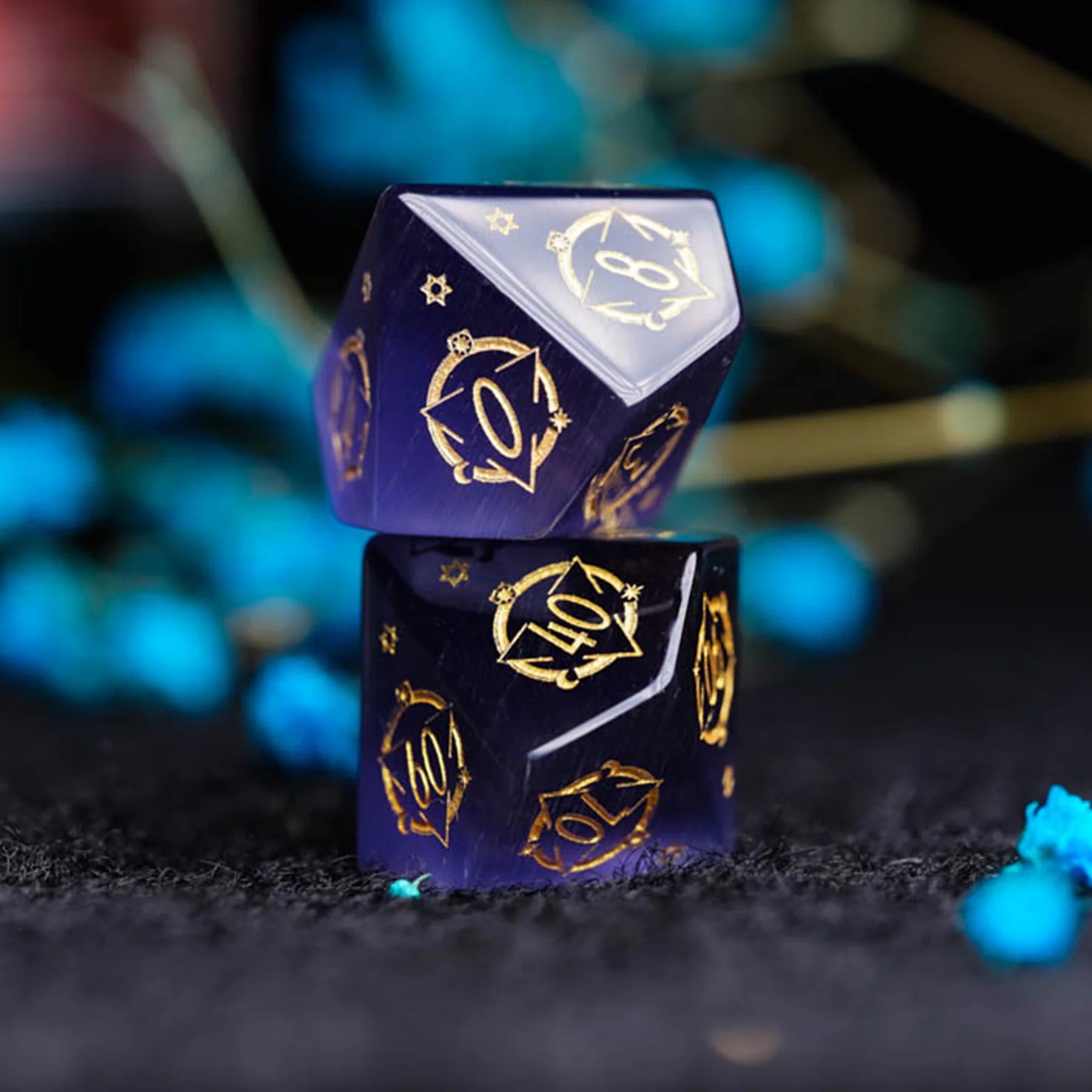 Celestial Palace · Shadow of the Night · Purple Cat’s Eye Dice Set