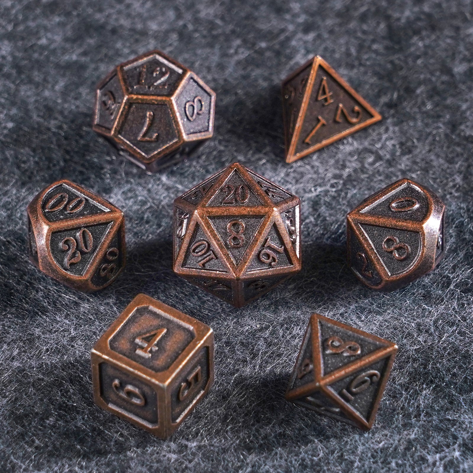 DragonStone D&D Battle-Worn Classic Aged Copper Dice Set