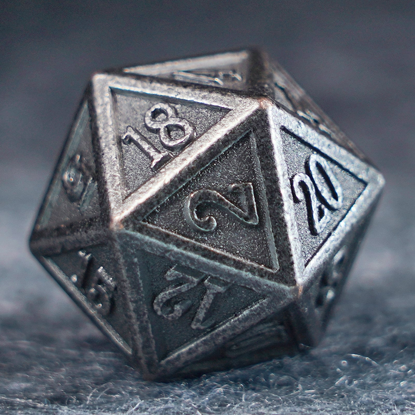 DragonStone D&D Battle-Worn Classic Aged Silver Metal Dice Set