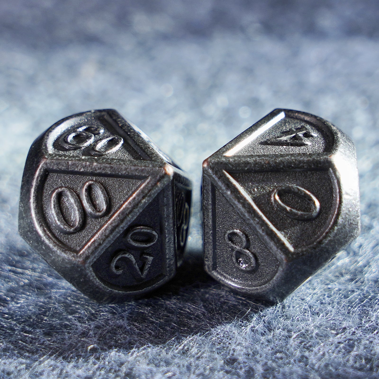 DragonStone D&D Battle-Worn Classic Aged Silver Metal Dice Set