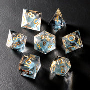 DragonStone D&D Black Mist Sand Resin Dice Set