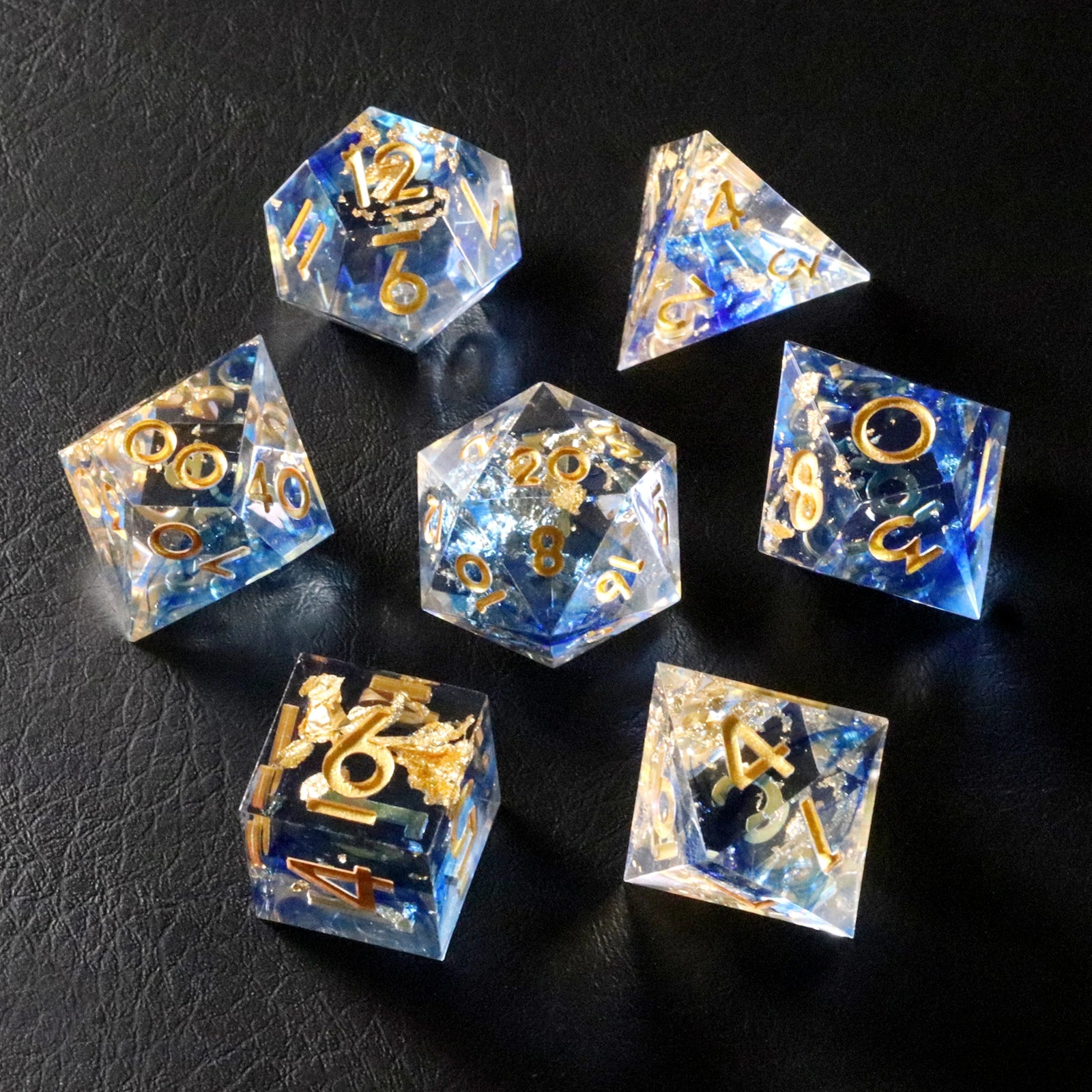 DragonStone D&D Blue Golden Age Resin Dice Set