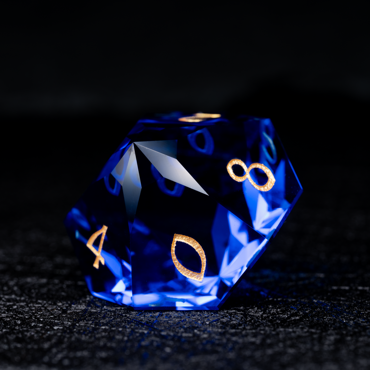 DragonStone D&D Blue Multi-faceted Prism Glass Engraved Dice Set