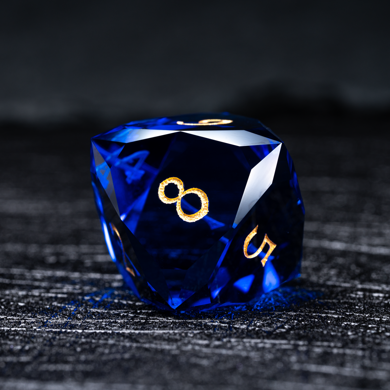 DragonStone D&D Blue Multi-faceted Prism Glass Engraved Dice Set