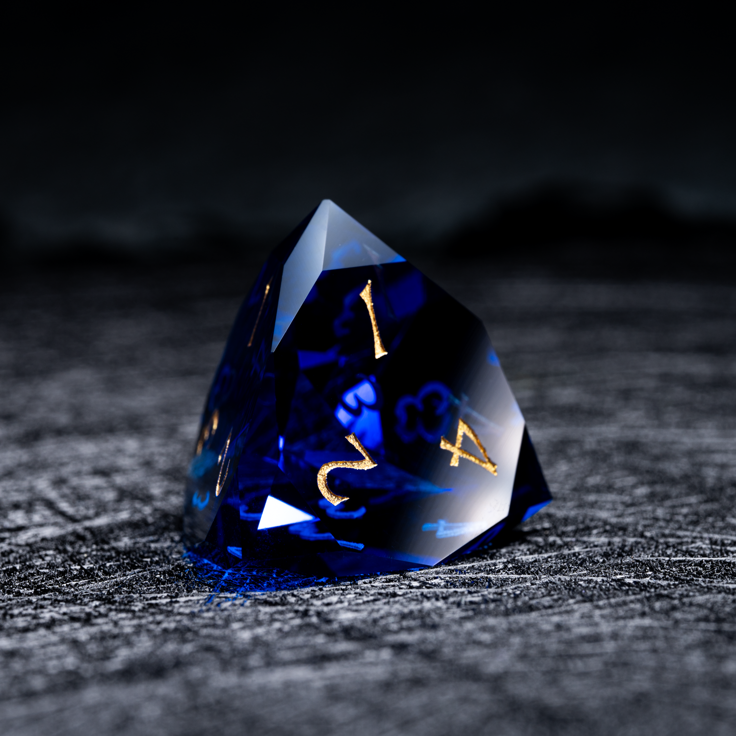 DragonStone D&D Blue Multi-faceted Prism Glass Engraved Dice Set