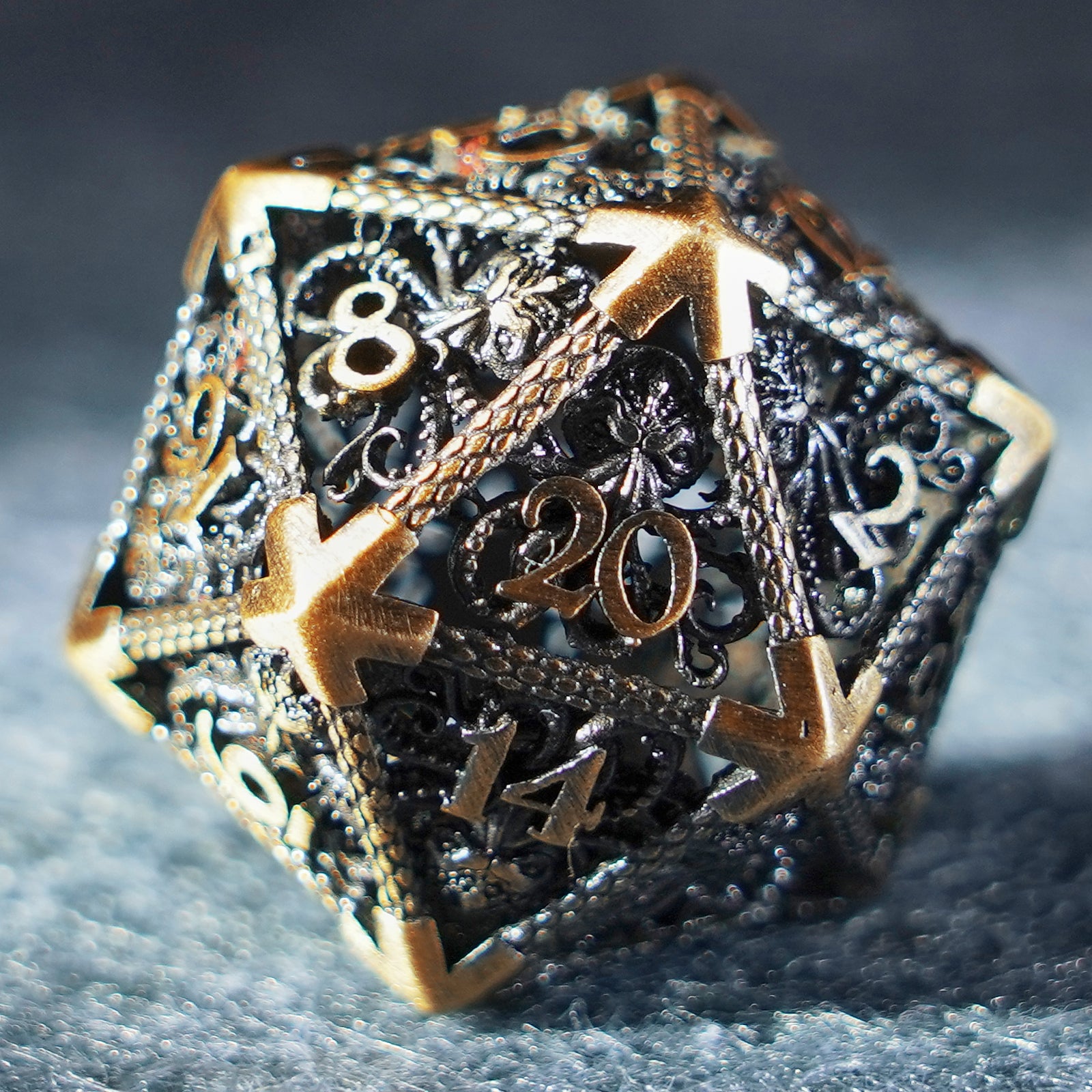 DragonStone D&D Cthulhu Gold Hollowed Metal Dice