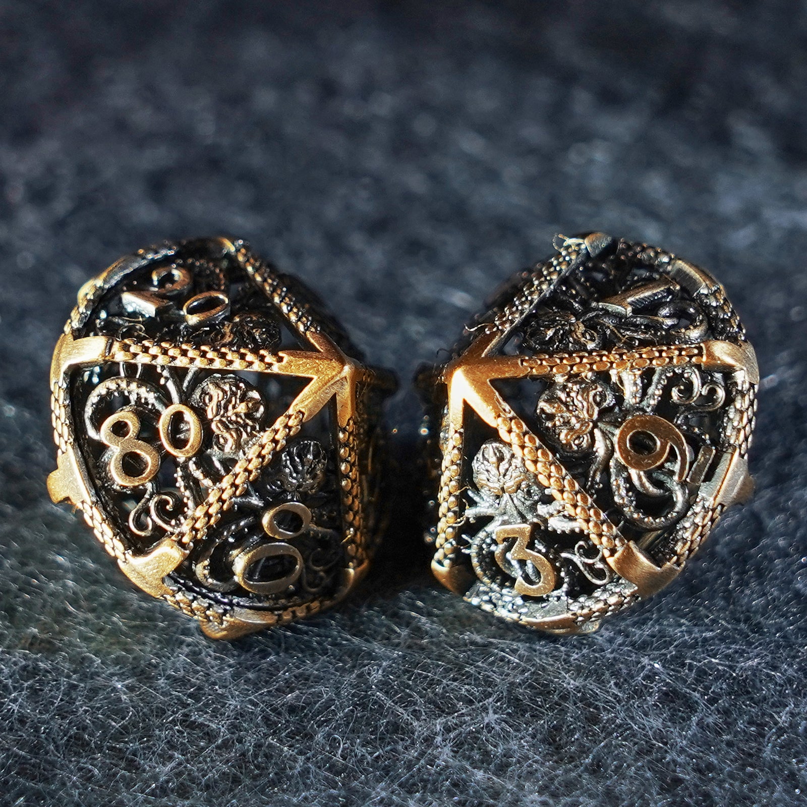 DragonStone D&D Cthulhu Gold Hollowed Metal Dice