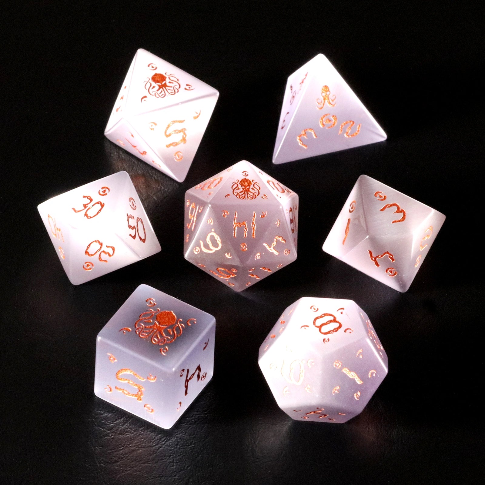 DragonStone D&D Cthulhu Gray Cat's Eye Dice Set