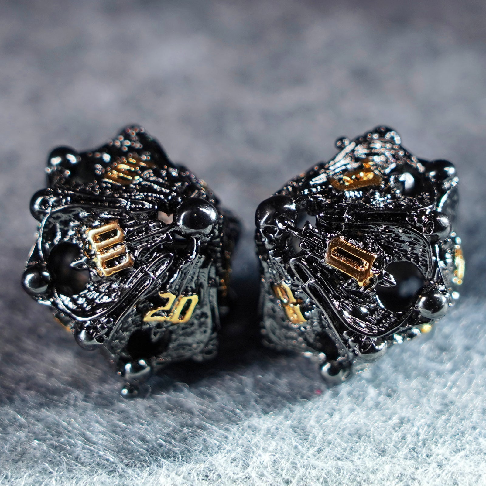 DragonStone D&D Deathwing Hollowed Black Metal Dice