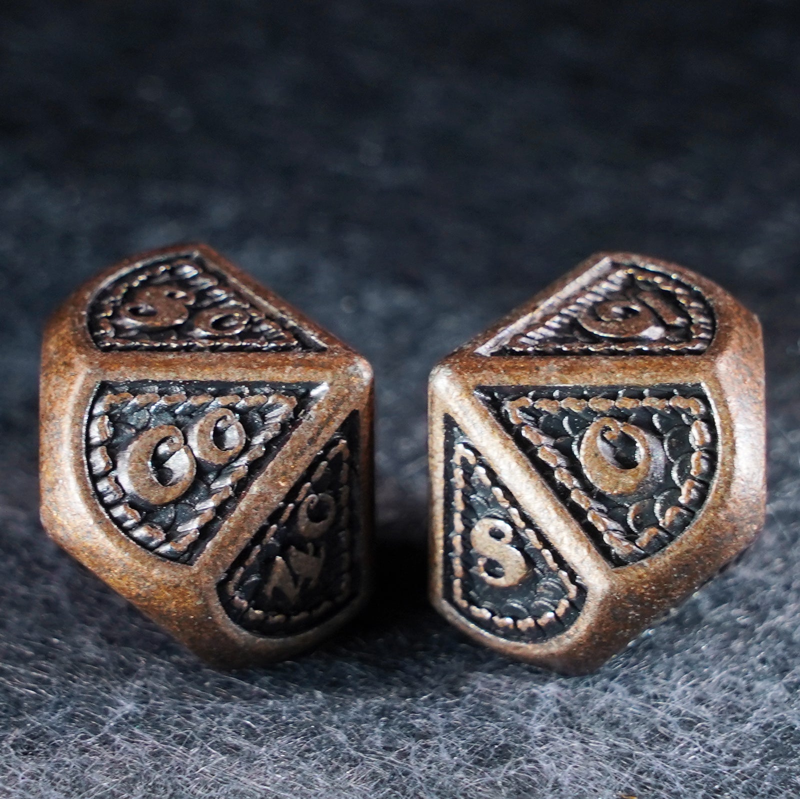 DragonStone D&D Dragon Scale Solid Aged Metal Dice Set