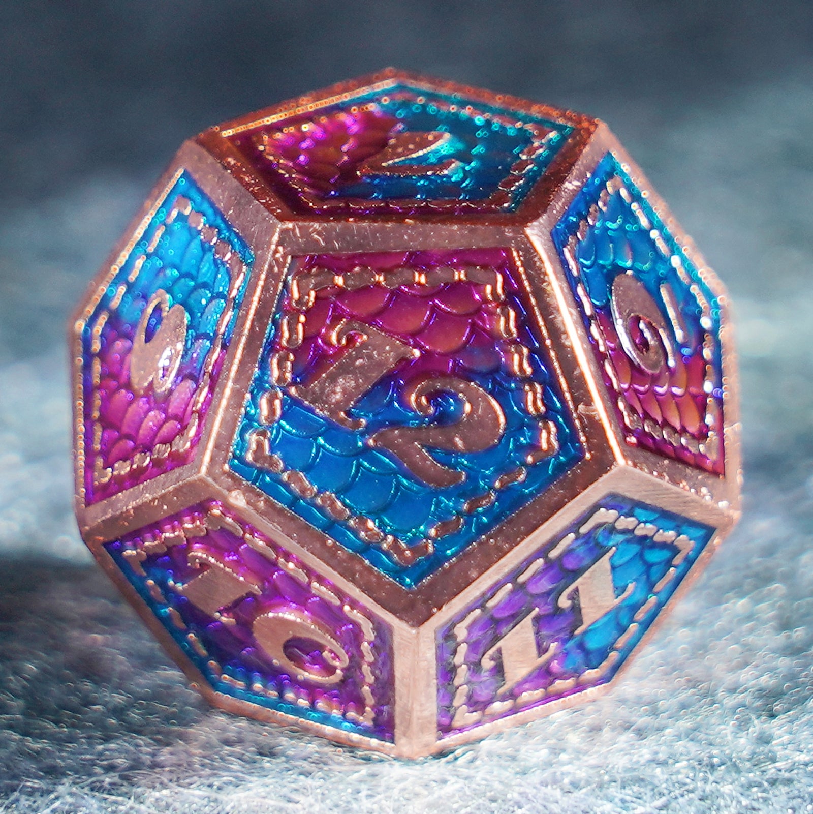 DragonStone D&D Dragon Scale Solid Colored Copper Dice Set