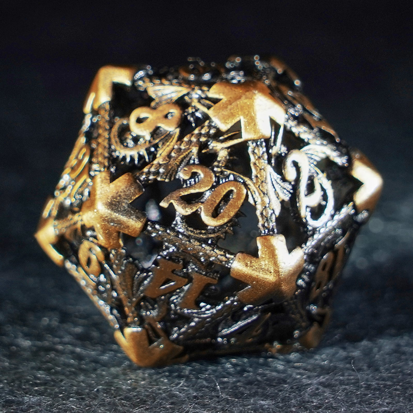 DragonStone D&D Golden Holy Dragon Metal Dice Set