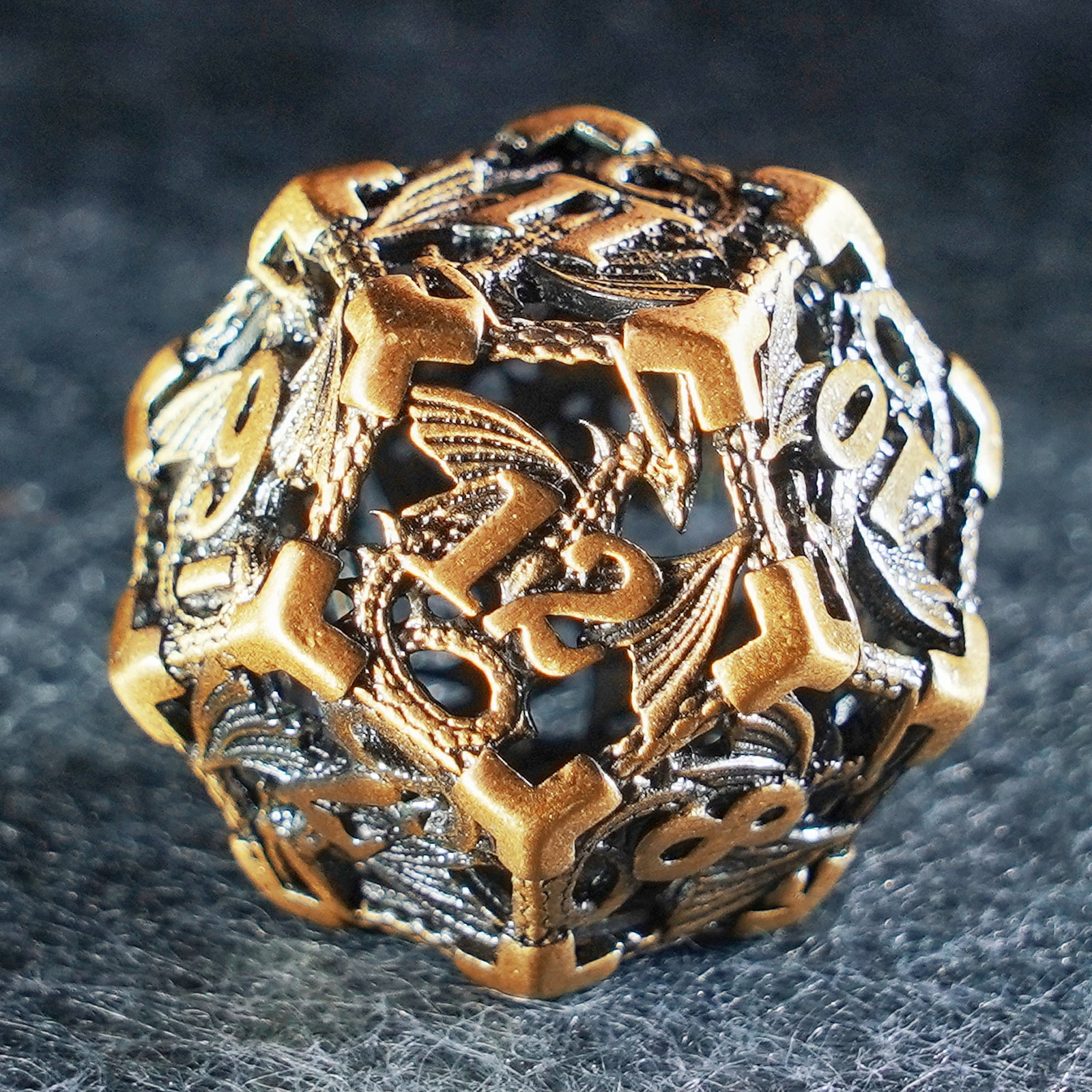 DragonStone D&D Golden Holy Dragon Metal Dice Set