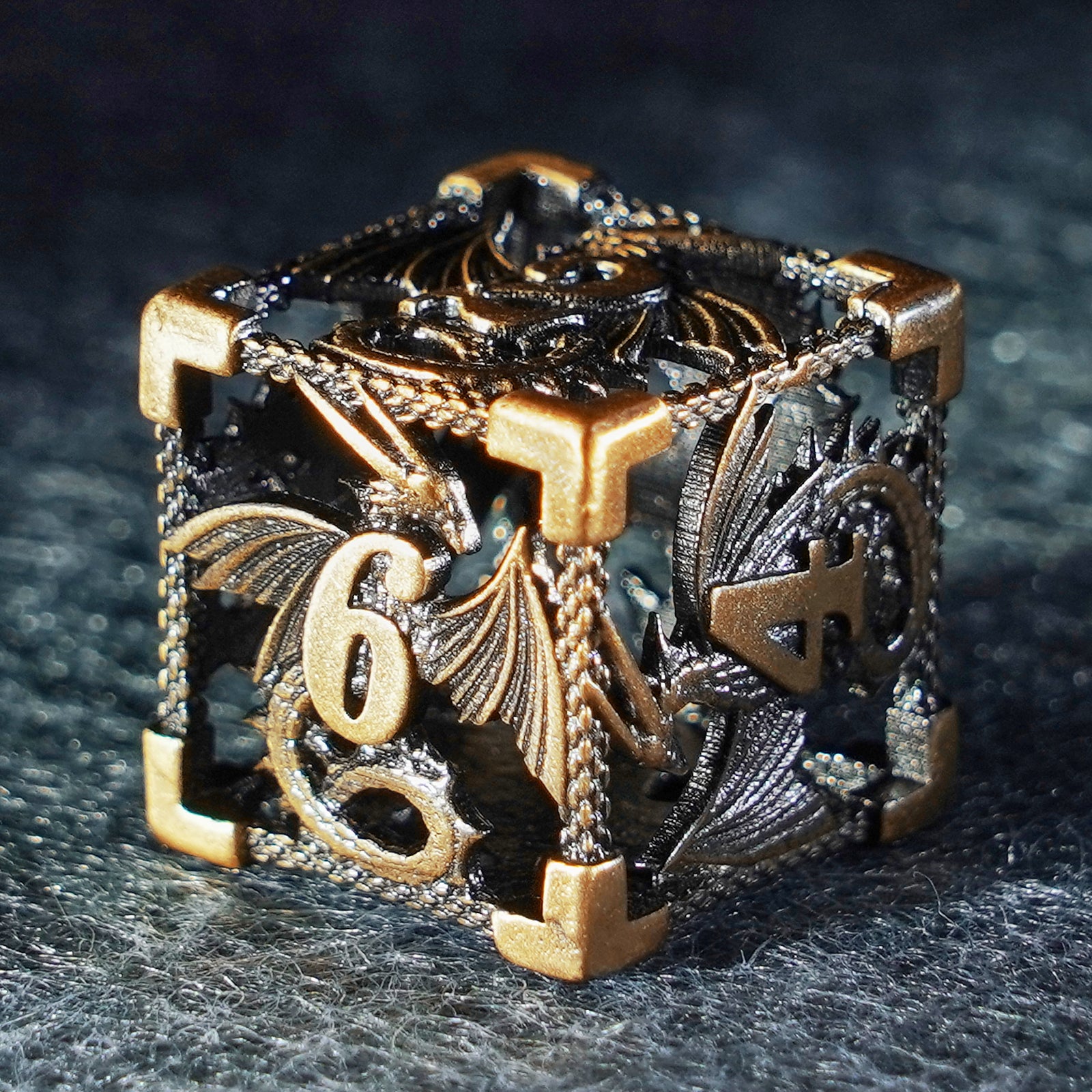 DragonStone D&D Golden Holy Dragon Metal Dice Set