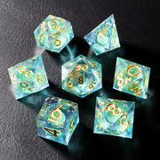 DragonStone D&D Golden Sands Green Years Resin Dice Set