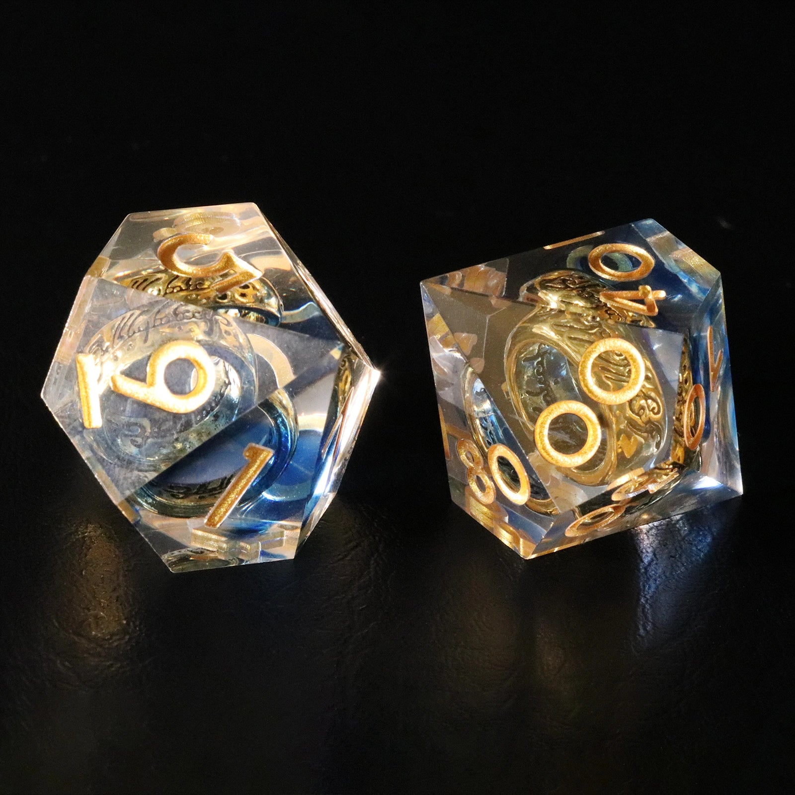 DragonStone D&D Lord of the Rings Blue-Gold Age Resin Dice Set