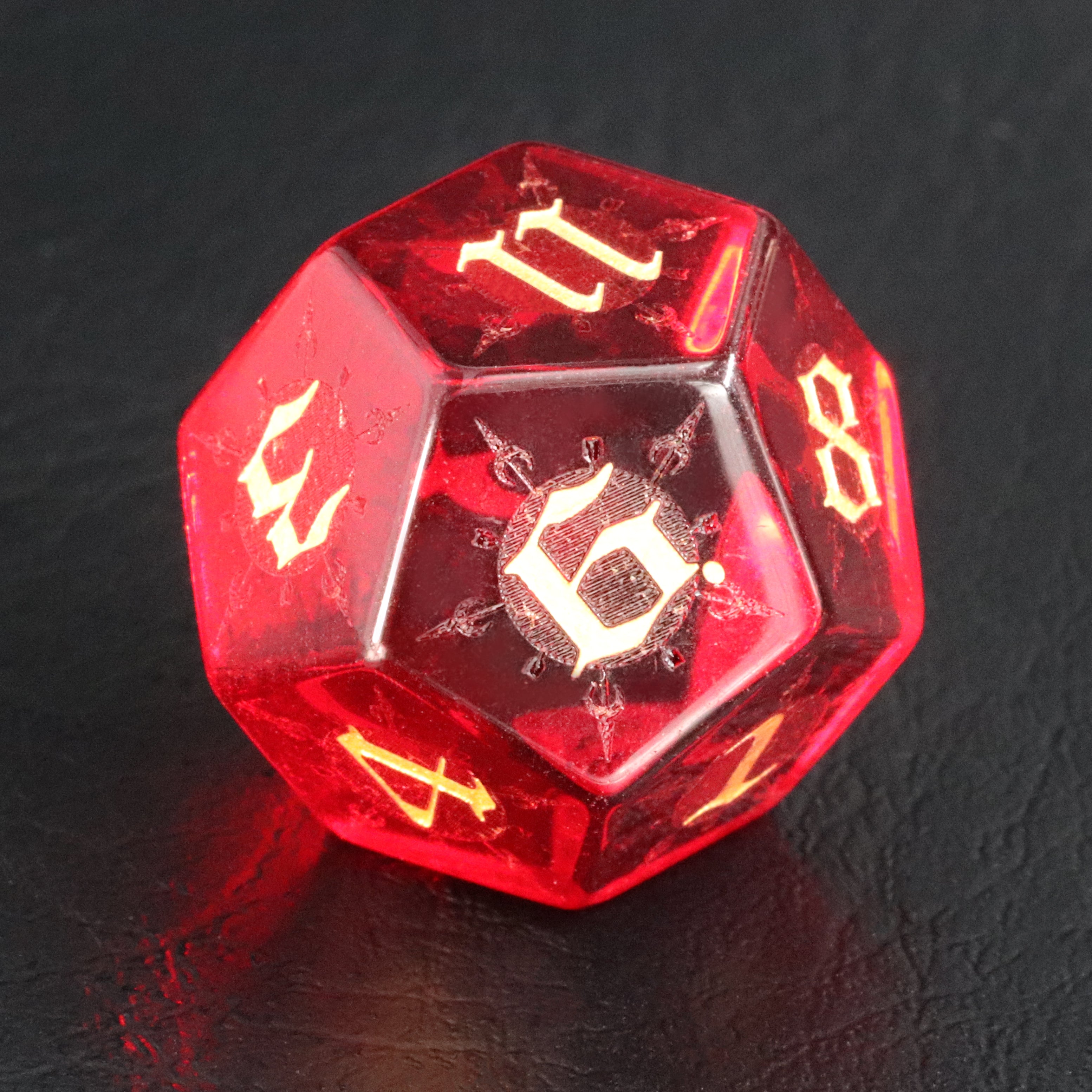 DragonStone D&D Moon Magic Sigil Garnet Dice Set